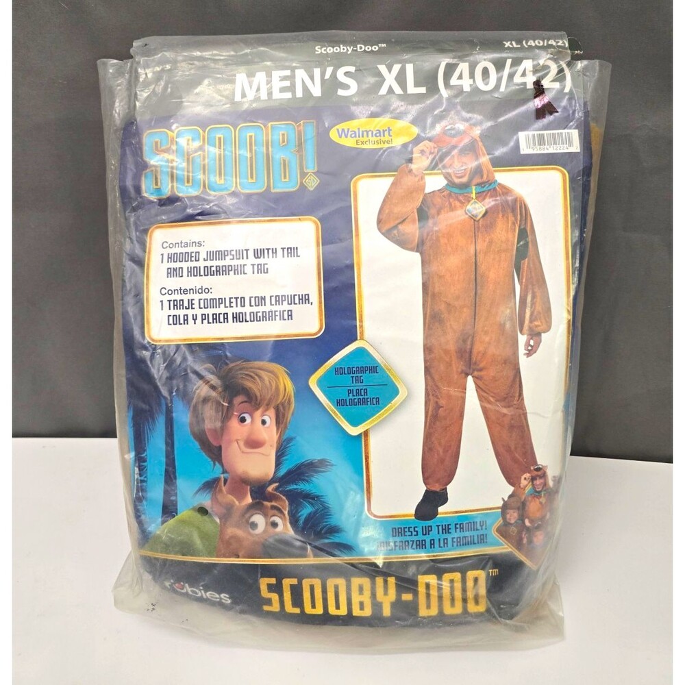 Rubie's Scooby-Doo Hooded Jumpsuit Costume Men's XL 40/42 Brown Polyester